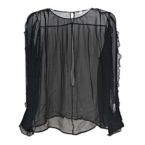 black sheer chiffon chanel vintage blouse